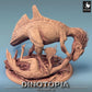 Foto del producto Tabletop 28mm Lord of the Print (LotP) 0: Miniatura de Tabletop: Concavenator depredador - Desgarrando su presa, bestia cazadora apex, criatura prehistórica en base de diorama (24_06_C3)