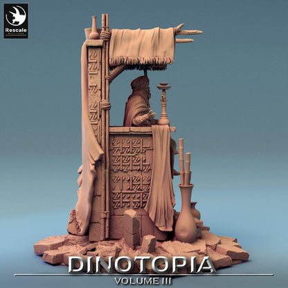 Foto del producto Tabletop 28mm Lord of the Print (LotP) 0: Miniatura de Tabletop: Rey del Desierto en el Trono, Sultán, Calif - Gobernante del Palacio en el Trono, Base de escena de diorama (24_06_E12)