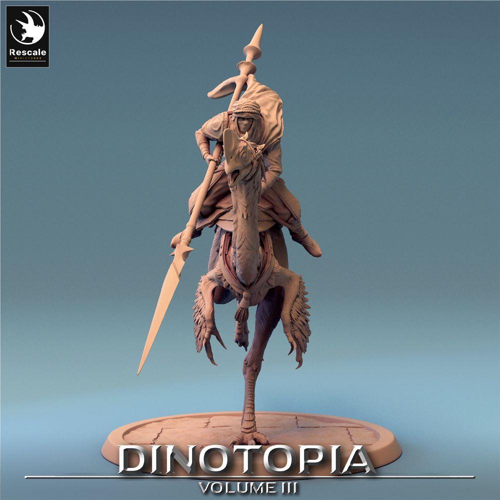 Foto del producto Tabletop 28mm Lord of the Print (LotP) 0: Miniatura de Tabletop: Oviraptor Jinete con Lanza, Jinete de Saurio Skirmisher, Caballería Nómada Ligera (24_06_D4)