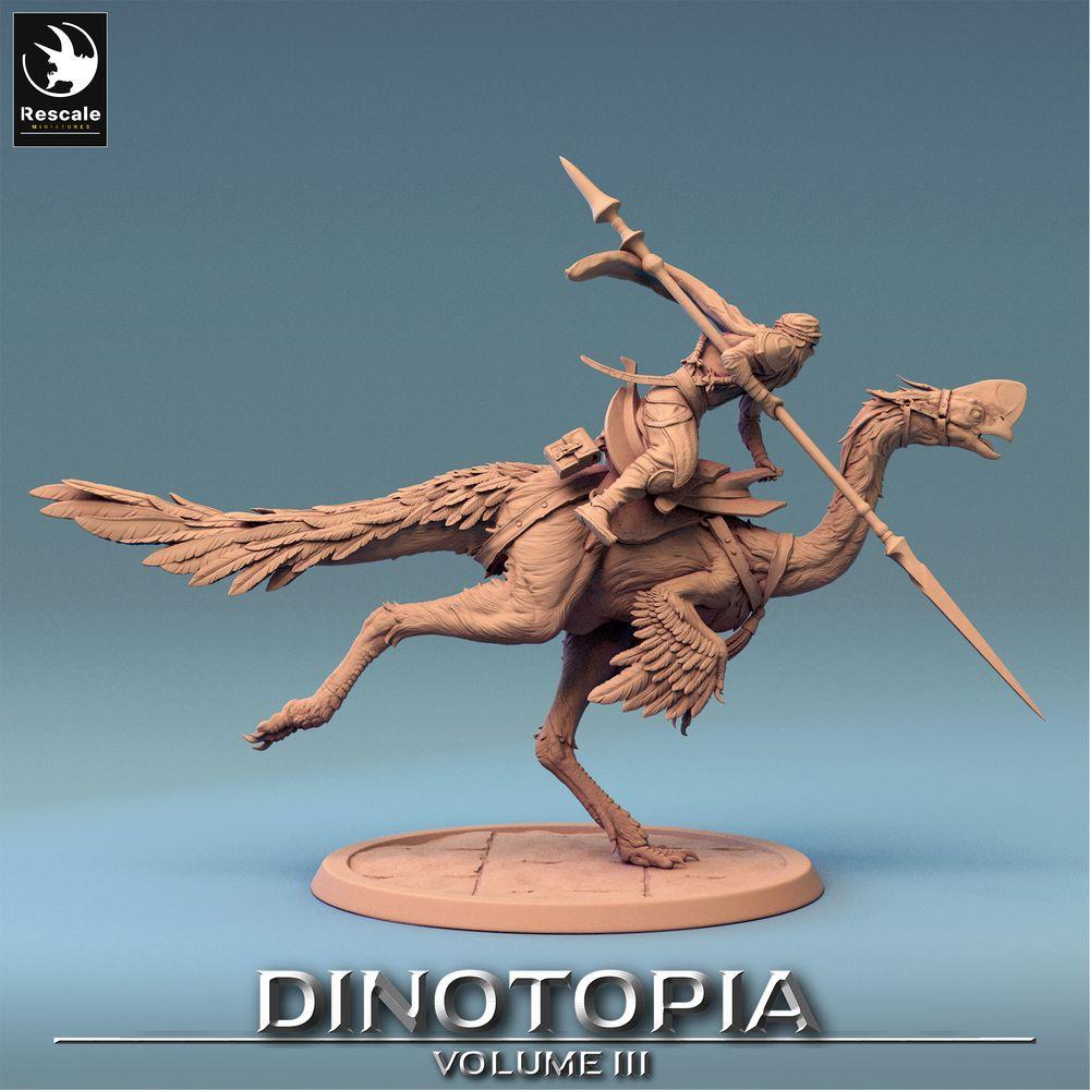 Foto del producto Tabletop 28mm Lord of the Print (LotP) 0: Miniatura de Tabletop: Oviraptor Raptor‑Reiter con lanza, Saurierreiter Skirmisher, caballería ligera nómada (24_06_D4)
