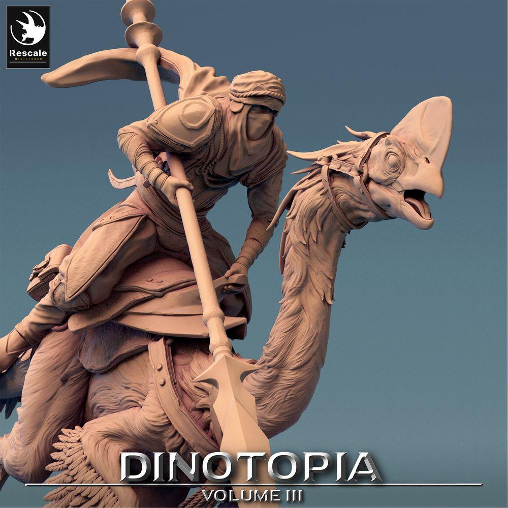 Foto del producto Tabletop 28mm Lord of the Print (LotP) 0: Miniatura de Tabletop: Oviraptor Jinete con lanza, Jinete de Saurio Skirmisher, caballería ligera nómada (24_06_D4)