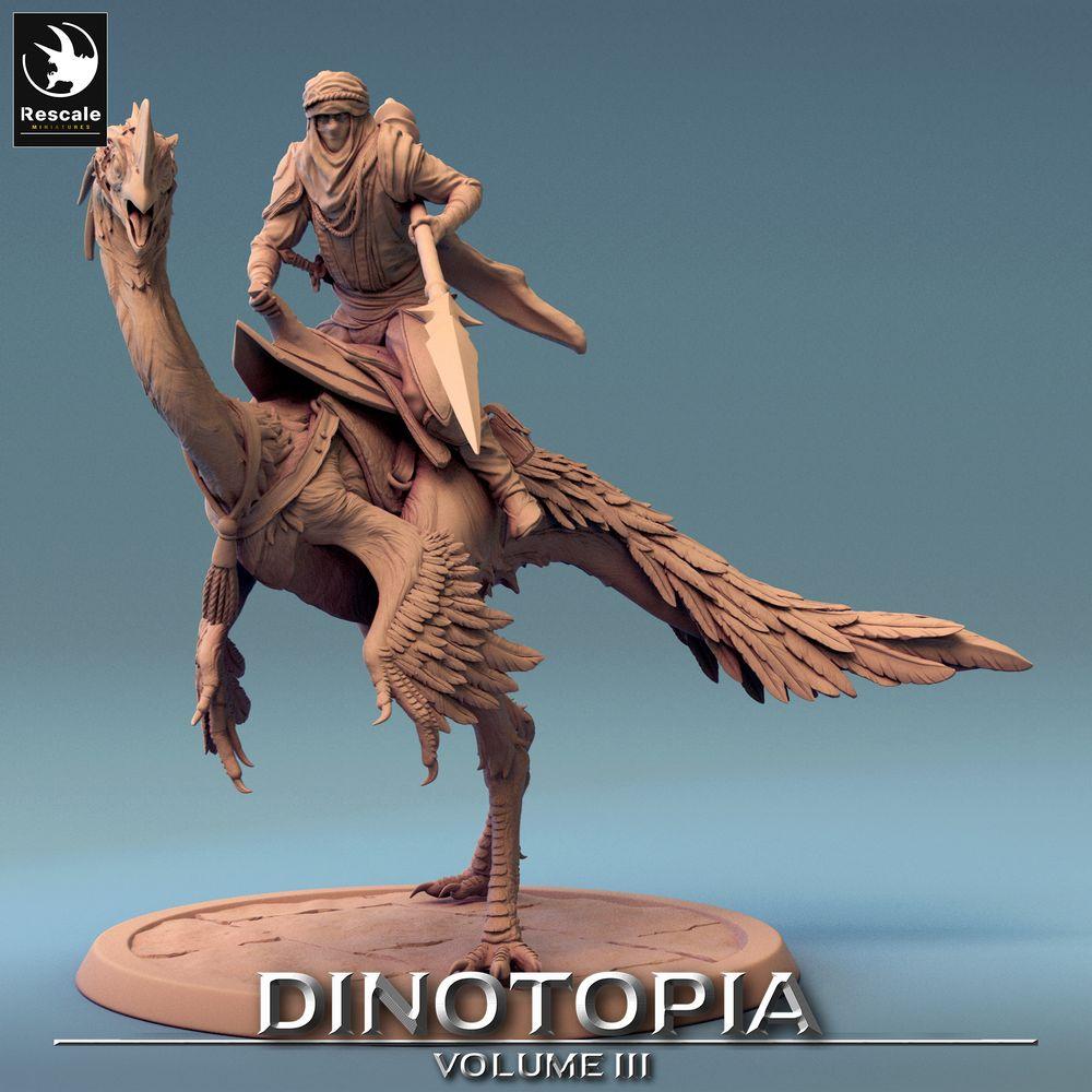 Foto del producto Tabletop 28mm Lord of the Print (LotP) 0: Miniatura de Tabletop: Jinete nómada sobre Raptor, jinete de ave con lanza / Jinete de Raptor (24_06_D5)