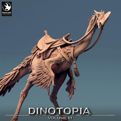 Foto del producto Tabletop 28mm Lord of the Print (LotP) 0: Miniatura de Tabletop: Oviraptor Raptor-Reittier - Montura de dinosaurio / Terrorvogel con silla y bridas (24_06_D6)