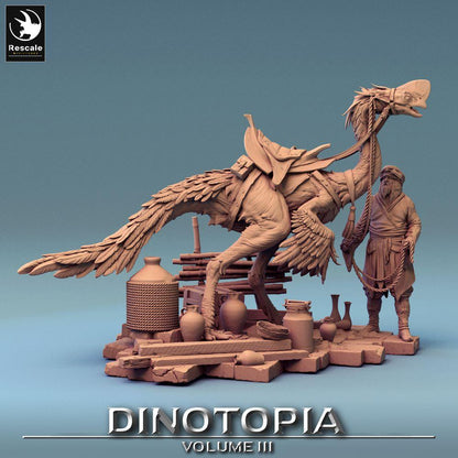 Foto del producto Tabletop 28mm Lord of the Print (LotP) 0: Figura de fantasía: Guía de bestias nómada con montura de ave corredora, Maestro de bestias, Líder de caravana, Explorador (24_06_E26)