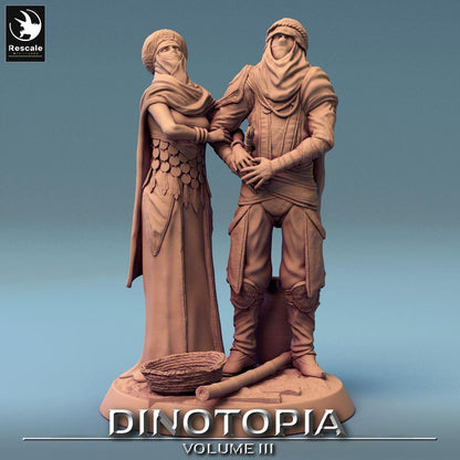 Foto del producto Tabletop 28mm Lord of the Print (LotP) 0: Set de figuras de fantasía: pareja de líderes nómadas del desierto, dúo de guardianes de la caravana, exploradores de las dunas (24_06_E29)