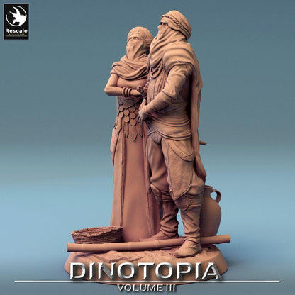 Foto del producto Tabletop 28mm Lord of the Print (LotP) 0: Set de figuras de fantasía: pareja de líderes nómadas del desierto, dúo de guardianes de la caravana, exploradores de las dunas (24_06_E29)