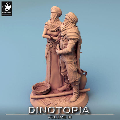 Foto del producto Tabletop 28mm Lord of the Print (LotP) 0: Set de figuras de fantasía: pareja de líderes nómadas del desierto, dúo de guardianes de la caravana, exploradores de las dunas (24_06_E29)
