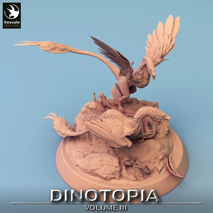 Foto del producto Tabletop 28mm Lord of the Print (LotP) 0: Miniatura de Tabletop: Microraptor Raptor, dinosaurio depredador alado, acechador sobre base de roca (24_06_A2)