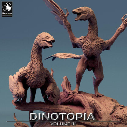 Foto del producto Tabletop 28mm Lord of the Print (LotP) 0: Miniatura de Tabletop: Microraptor Raptor, dinosaurio carnívoro con plumas, cazador emboscador sobre base de roca (24_06_A2)