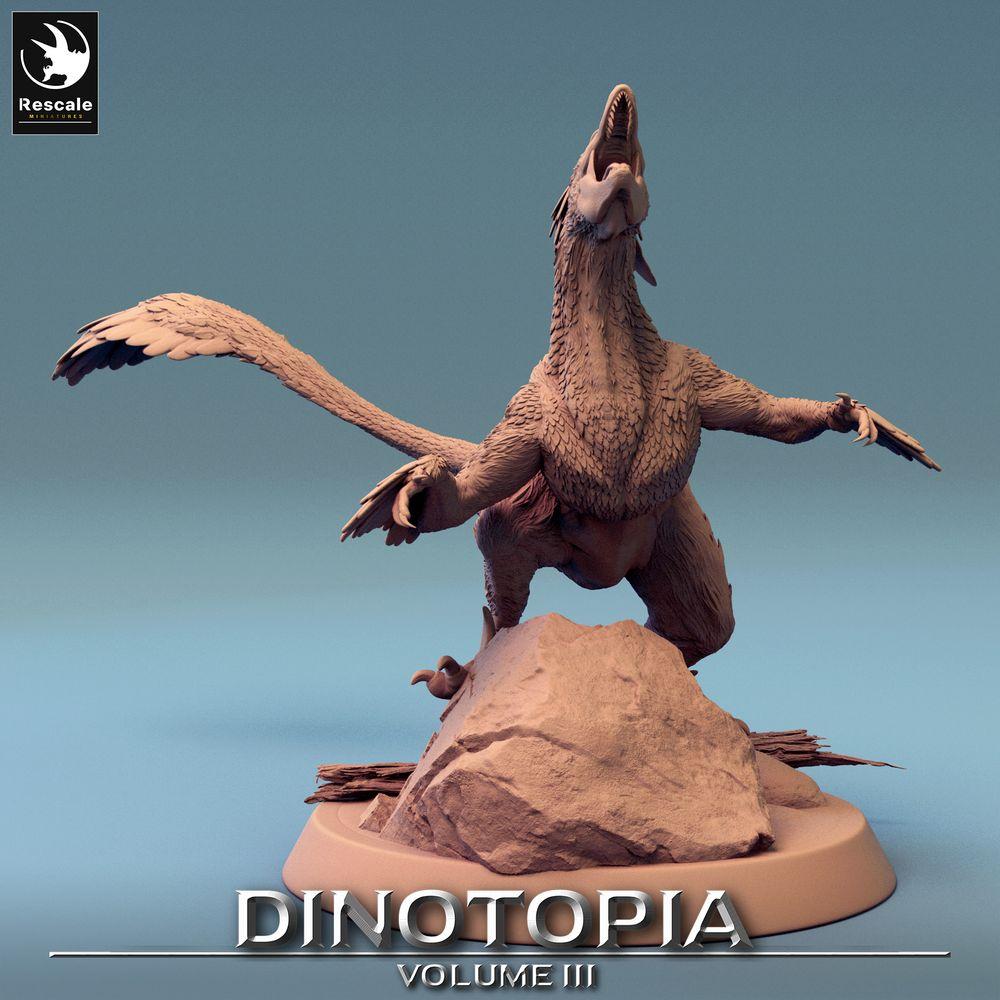 Foto del producto Tabletop 28mm Lord of the Print (LotP) 0: Miniatura de Tabletop: Raptor alado - Pyroraptor sobre roca, ave del terror, bestia terópoda (24_06_B2)