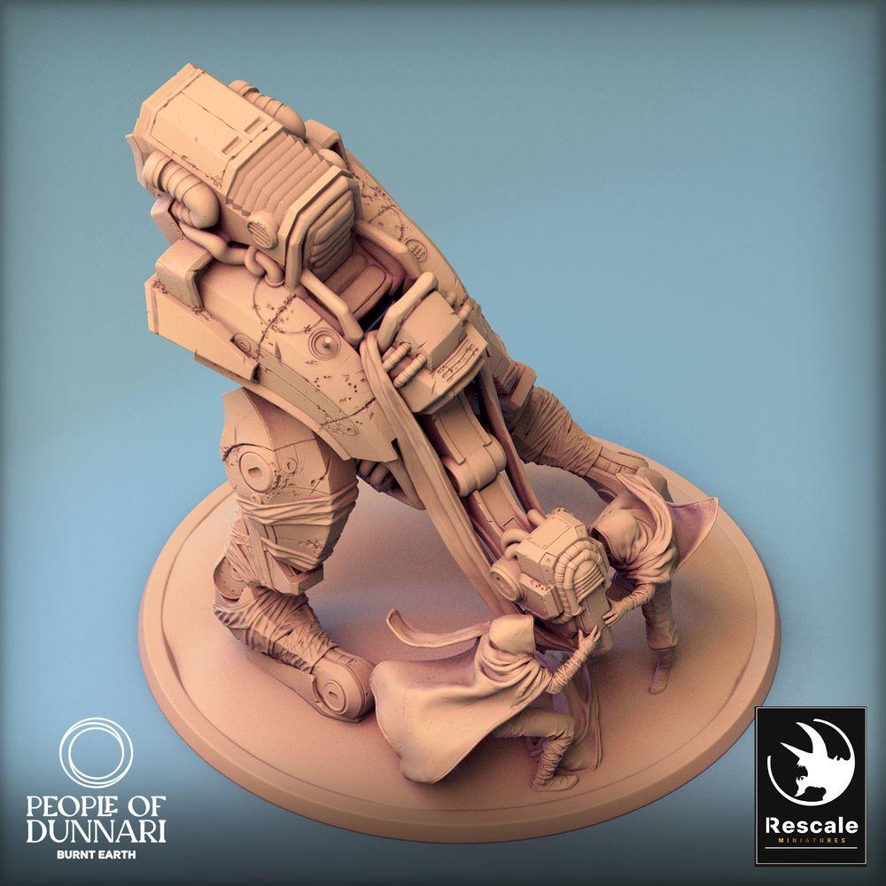 Foto del producto Tabletop 28mm Lord of the Print (LotP) 0: Miniatura de Tabletop: Mech Walker Sci‑Fi con mecánicos de Tech‑Kult - Equipo de mantenimiento de Warwalker, Chatarra, Marcador de objetivo, Diorama (24_03_B1)