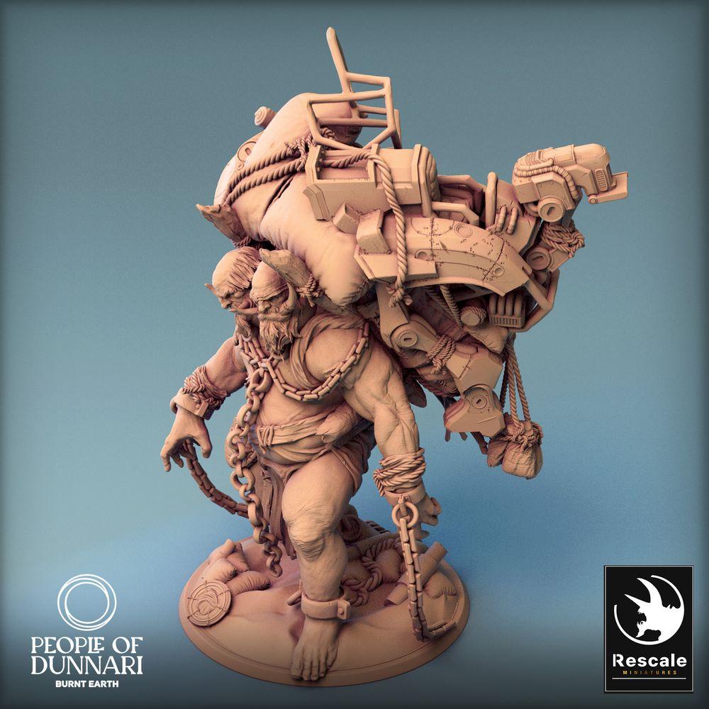 Produktfoto Tabletop 28mm Lord of the Print (LotP) 0: Tabletop Miniatur: Zweiköpfiger Oger Ettin - Packriese, postapokalyptischer Schrottsammler mit Kettenwaffen (24_03_I2)