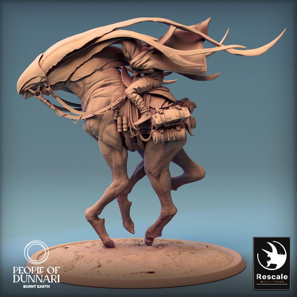 Foto del producto Tabletop 28mm Lord of the Print (LotP) 0: Miniatura de Tabletop: Jinete del desierto sobre bestia de carrera con lanza, jinete de bestias, explorador nómada, corredor (24_03_A1)