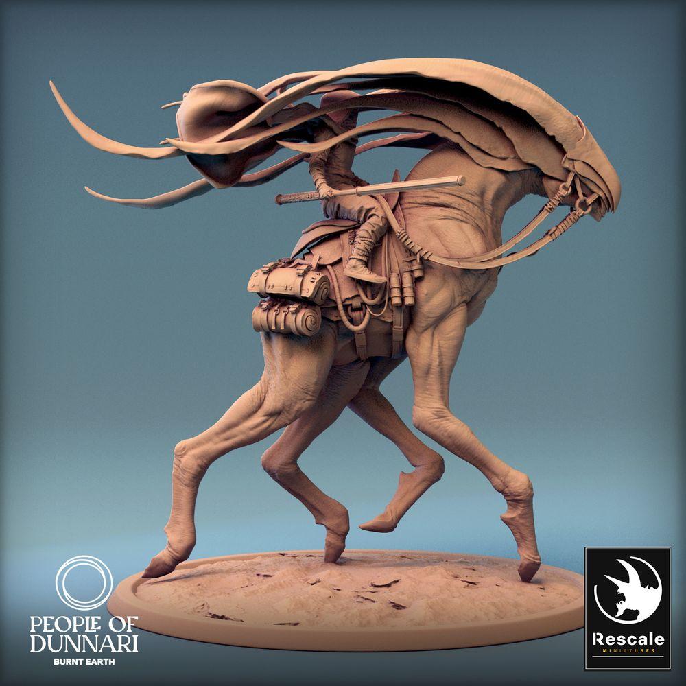Foto del producto Tabletop 28mm Lord of the Print (LotP) 0: Miniatura de Tabletop: Nómada del desierto Jinete de bestias, explorador de caballería ligera con sable (24_03_A3)