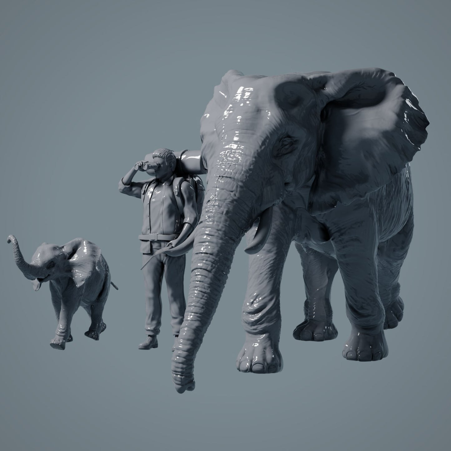 Elefante africano hembra y cría - Animales de la sabana (23_02_04)