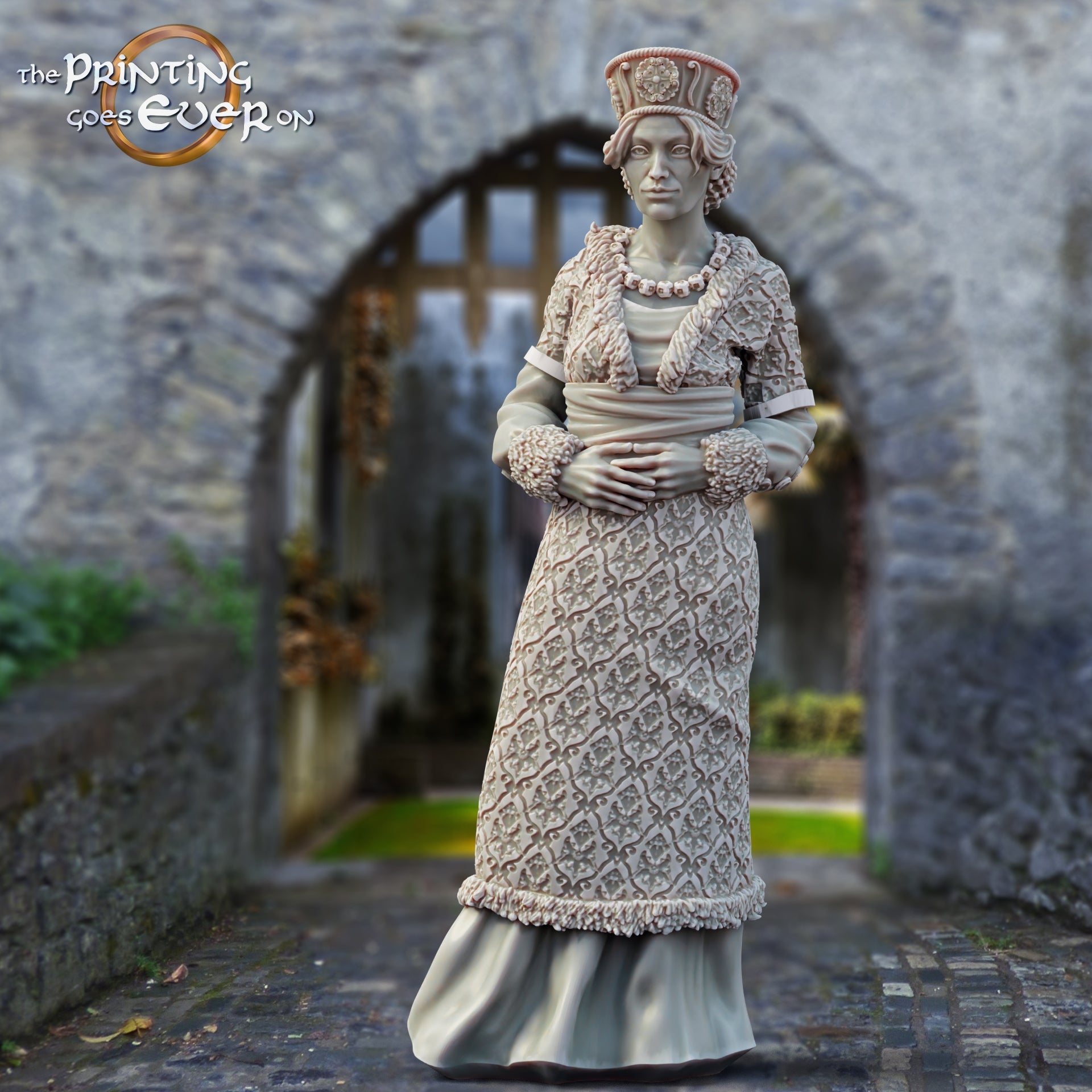 Produktfoto mittelalterliche historische Figur 75mm Scale The Printing Goes Ever On (TPGEO)  0: Mittelalterliche Ritter Figuren Dorfbewohner Adelige Frau - 75mm Modelle - Mittelalterliche Stadt