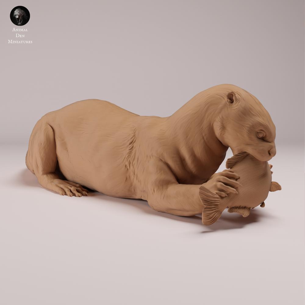 Foto de producto de figura animal Animal Den Miniatures 1: Figura de animal salvaje: nutria gigante - comiendo (26_08_03)