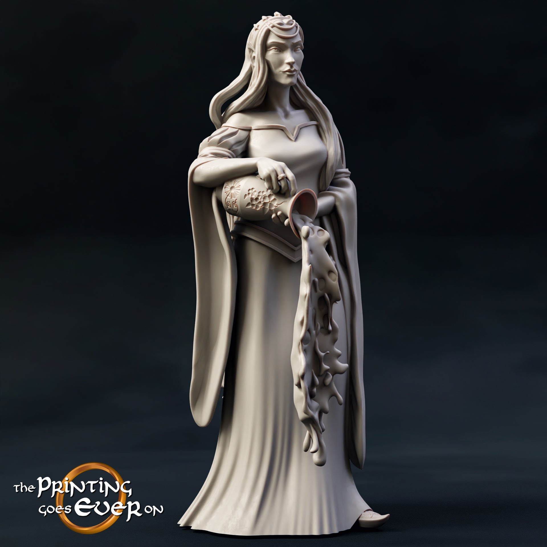 Produktfoto Tabletop 28mm The Printing Goes Ever On (TPGEO)  0: König und Königin der Elben: Elbische Herrscher mit Brunnen - Gemahl und Gattin