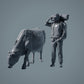 Figura de animal de granja: vaca pastando - Red Devon Cow (a028)