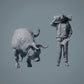 Figura de animal de granja: toro pastando - Red Devon Bull (a033)