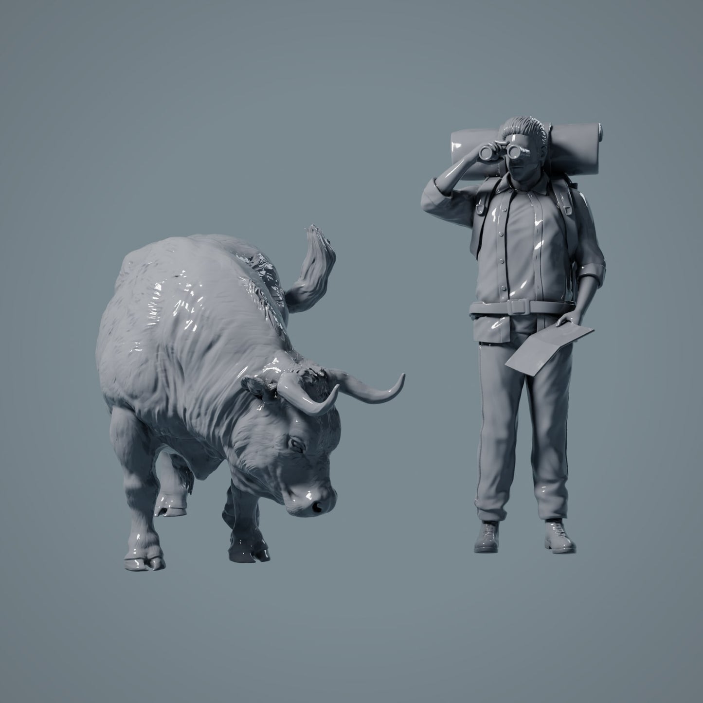 Figura de animal de granja: toro pastando - Red Devon Bull (a033)