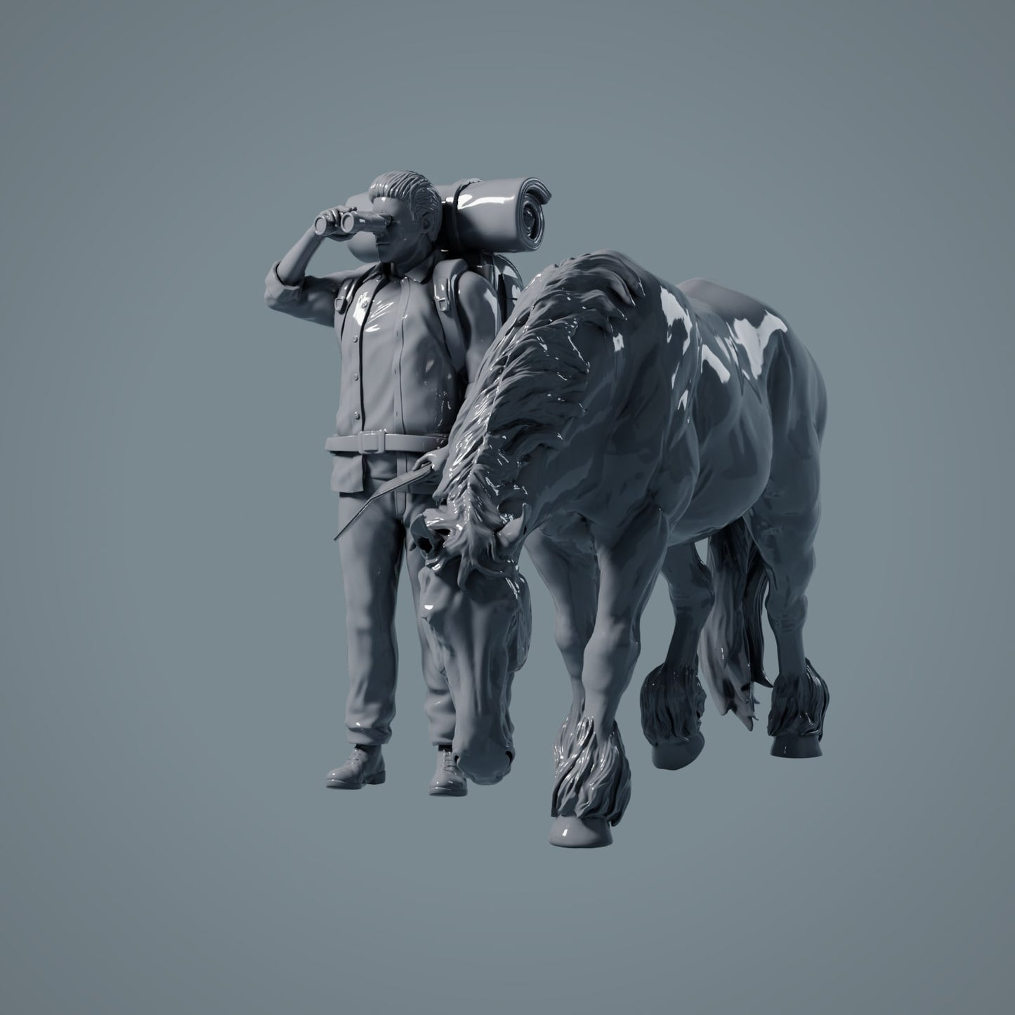 Figura de animal de granja: caballo pastando, yegua - Suffolk Punch (a014)