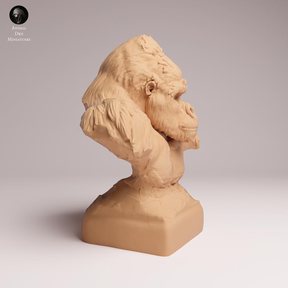 Foto de producto de figura animal Animal Den Miniatures 0: Figura de animal salvaje: gorila oriental de llanura - busto de macho de espalda plateada (25_07_18)