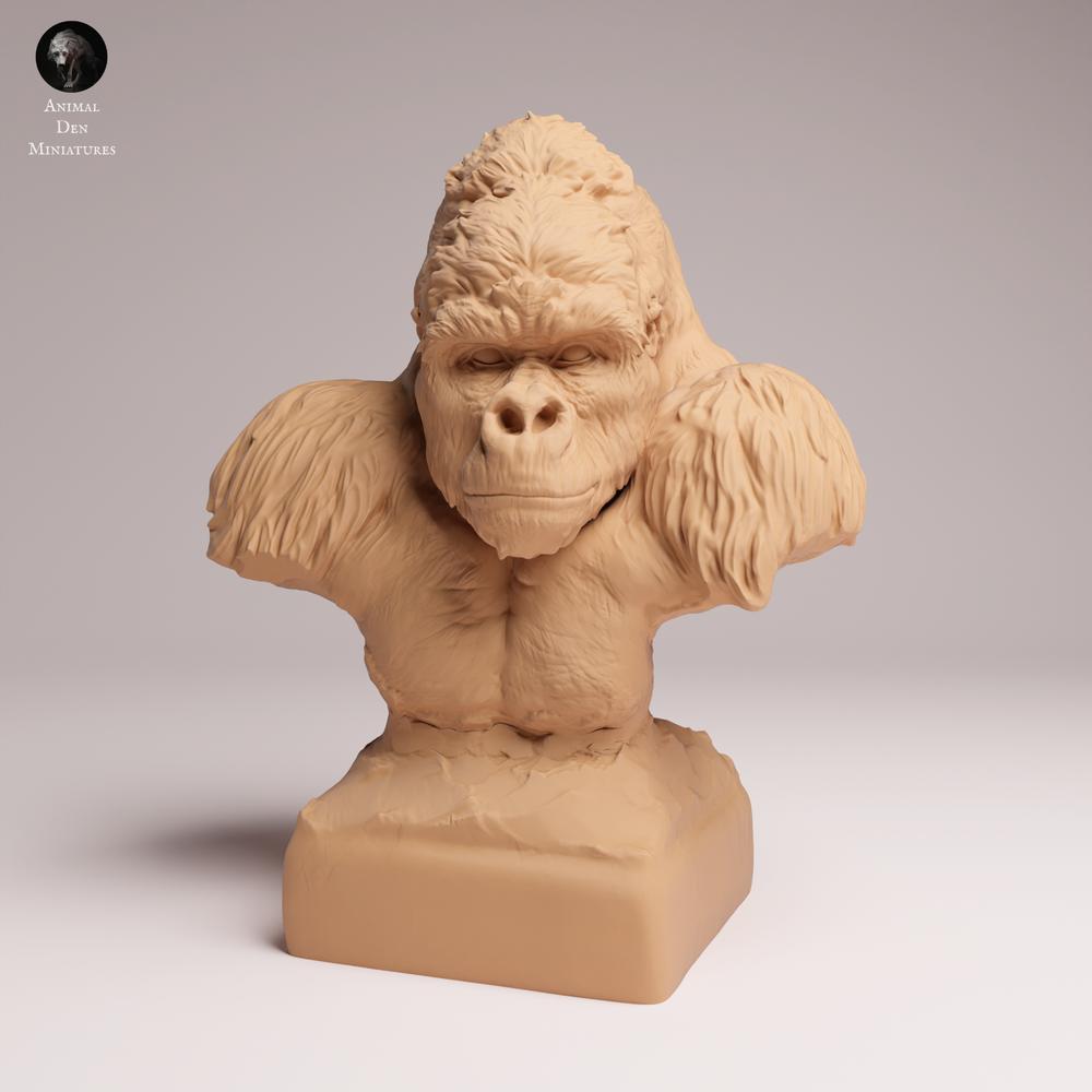 Foto de producto figura animal Animal Den Miniatures 2: Figura de animal salvaje: gorila oriental de llanura - busto de espalda plateada (25_07_18)