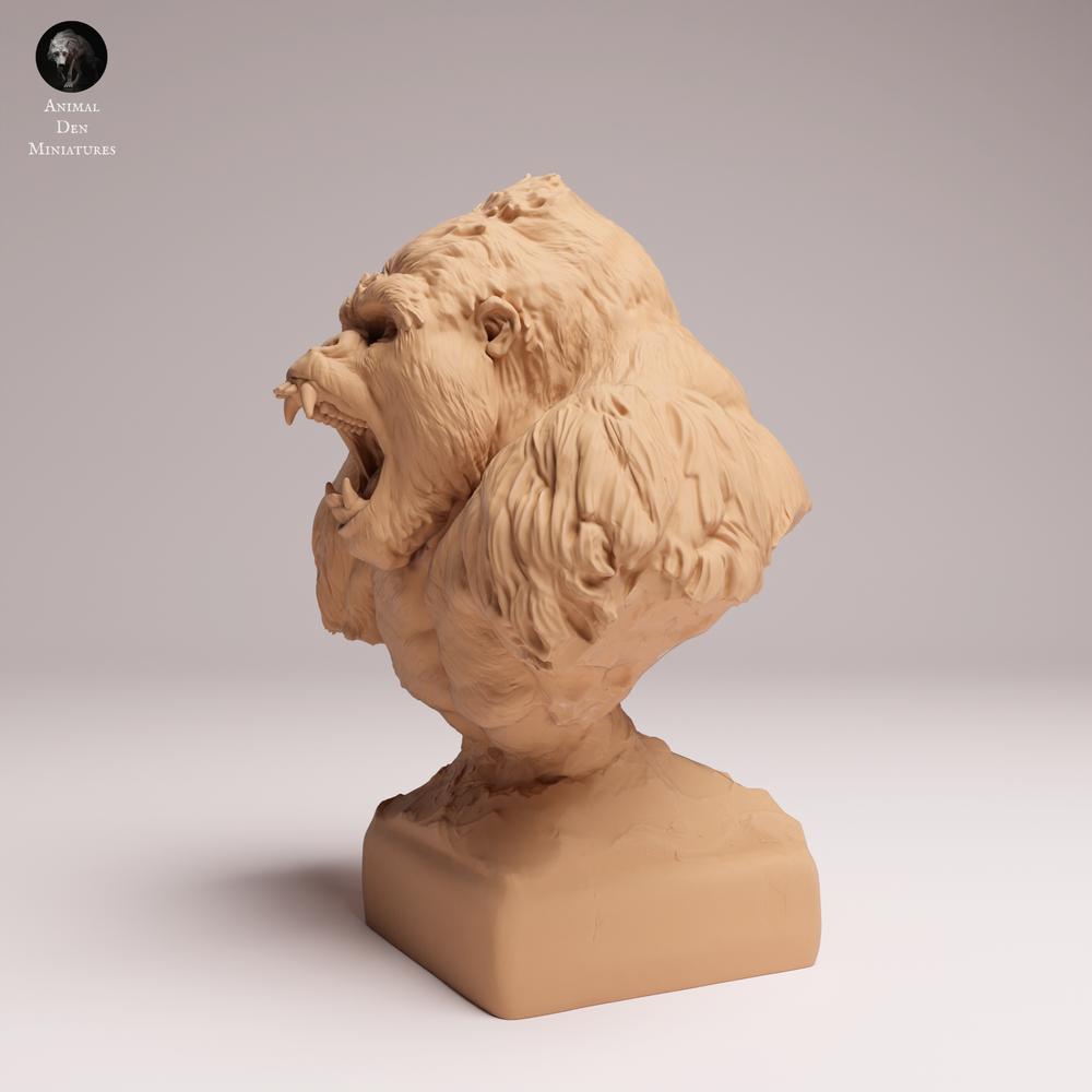 Foto de producto figura de animal Animal Den Miniatures 1: figura de gorila: gorila oriental de llanura, espalda plateada agresivo como busto (25_07_19)