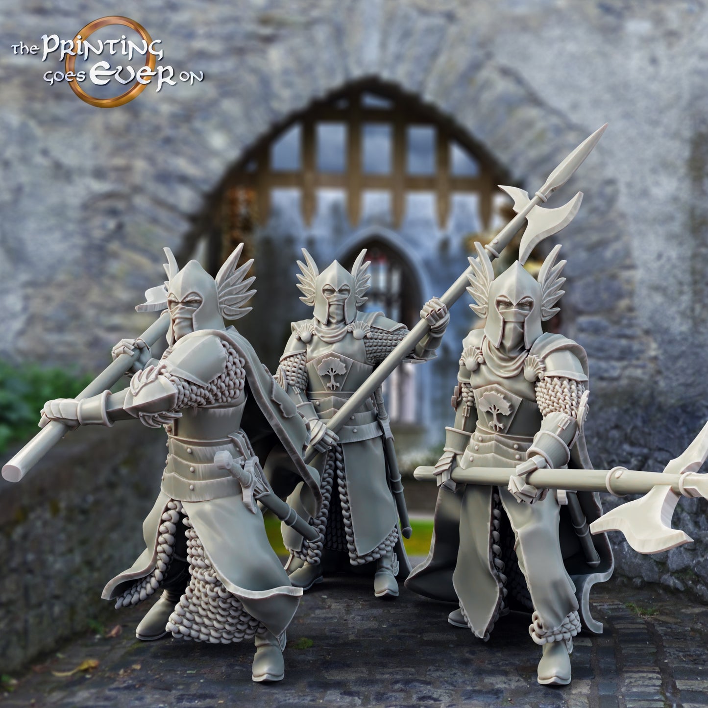 Foto del producto Tabletop 28mm The Printing Goes Ever On (TPGEO) 0: Guardia y arqueros: Grupo de caballeros medievales - Guerreros de la ciudad blanca