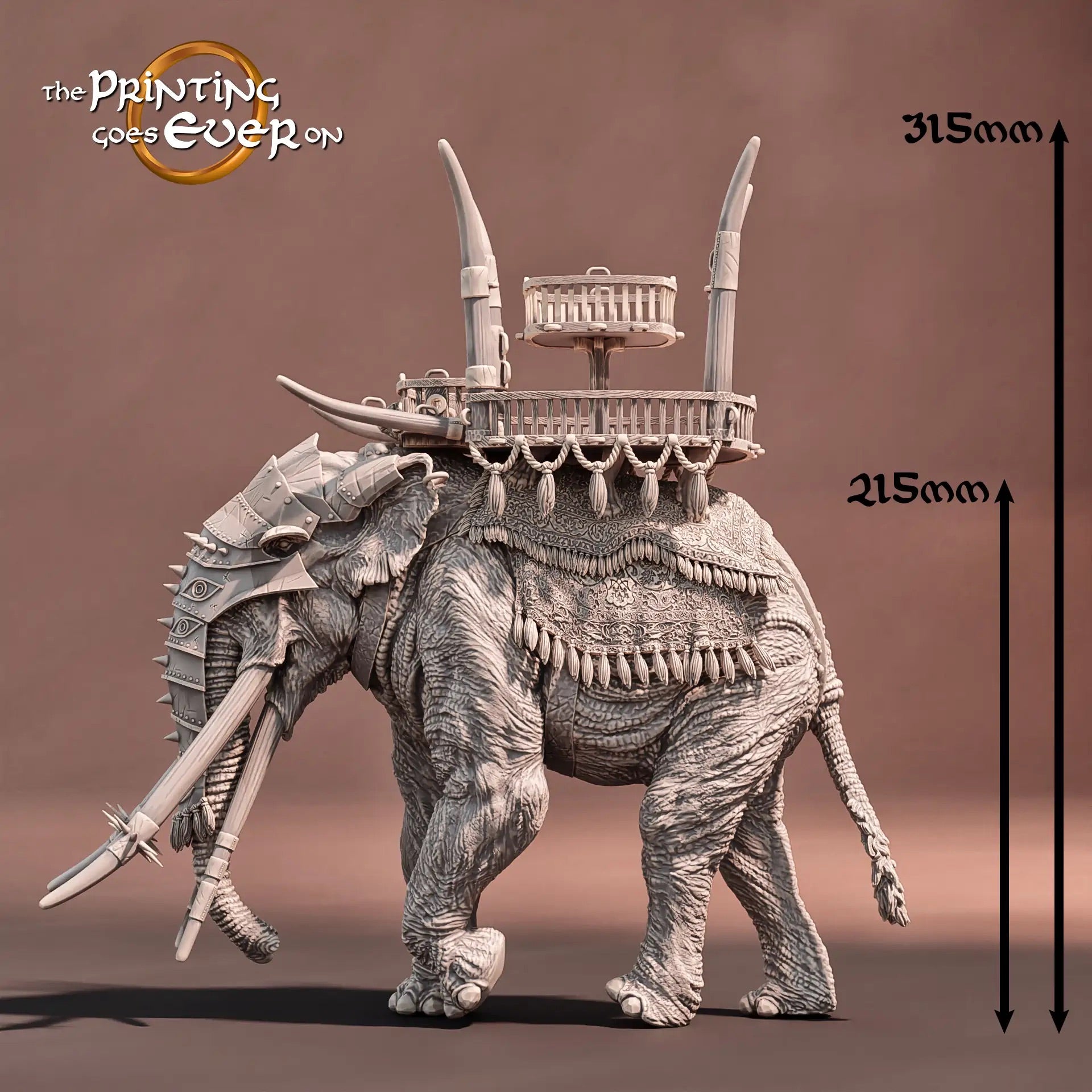 Foto del producto Tabletop 28mm The Printing Goes Ever On (TPGEO) 0: Elefante de guerra: Criatura monstruosa con howdah - Pueblo nómada del desierto, guerreros del sur