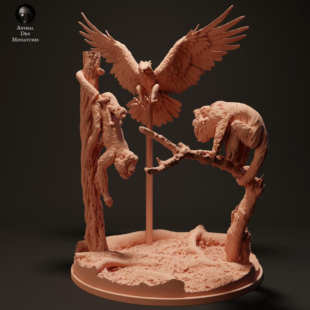 Foto de producto de figura animal Animal Den Miniatures 1: Figura animal de la jungla: Arpía cazando monos aulladores rojos (23_06_08)