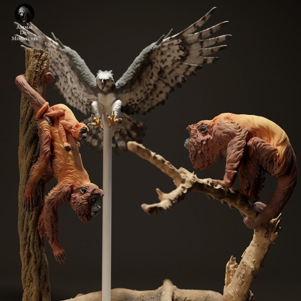 Foto de producto figura animal Animal Den Miniatures 3: Figura animal de la selva: águila harpía - cazando monos aulladores rojos (23_06_08)