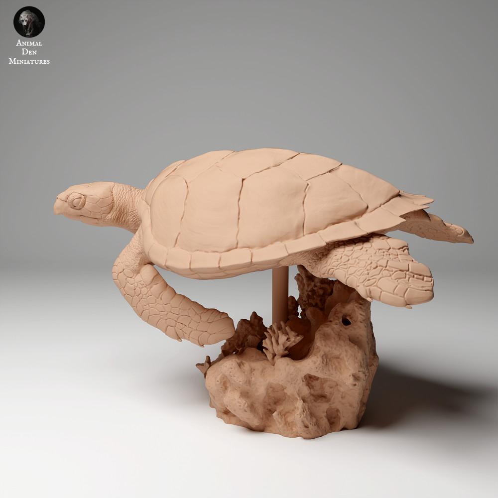 Foto de producto figura animal Animal Den Miniatures 0: Animal marino figura animal: Tortuga carey real - nadando (24_05_03)