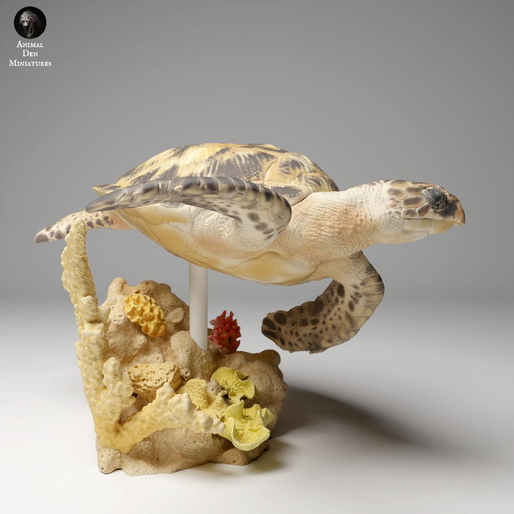 Foto de producto figura animal Animal Den Miniatures 2: Figura de animal marino: Tortuga carey realista - nadando (24_05_03)