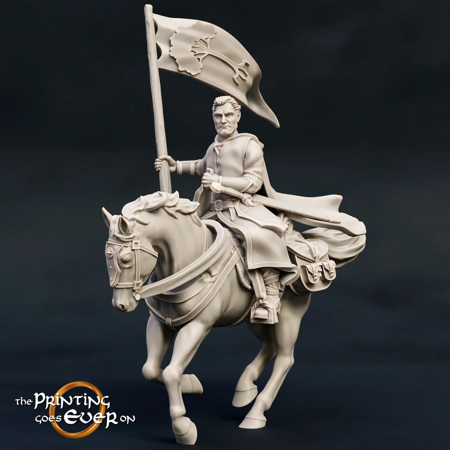 Produktfoto mittelalterliche historische Figur 75mm Scale The Printing Goes Ever On (TPGEO)  0: Mittelalterliche Ritter Figuren Ranger Reiter Standarte Waldläufer des Nordens