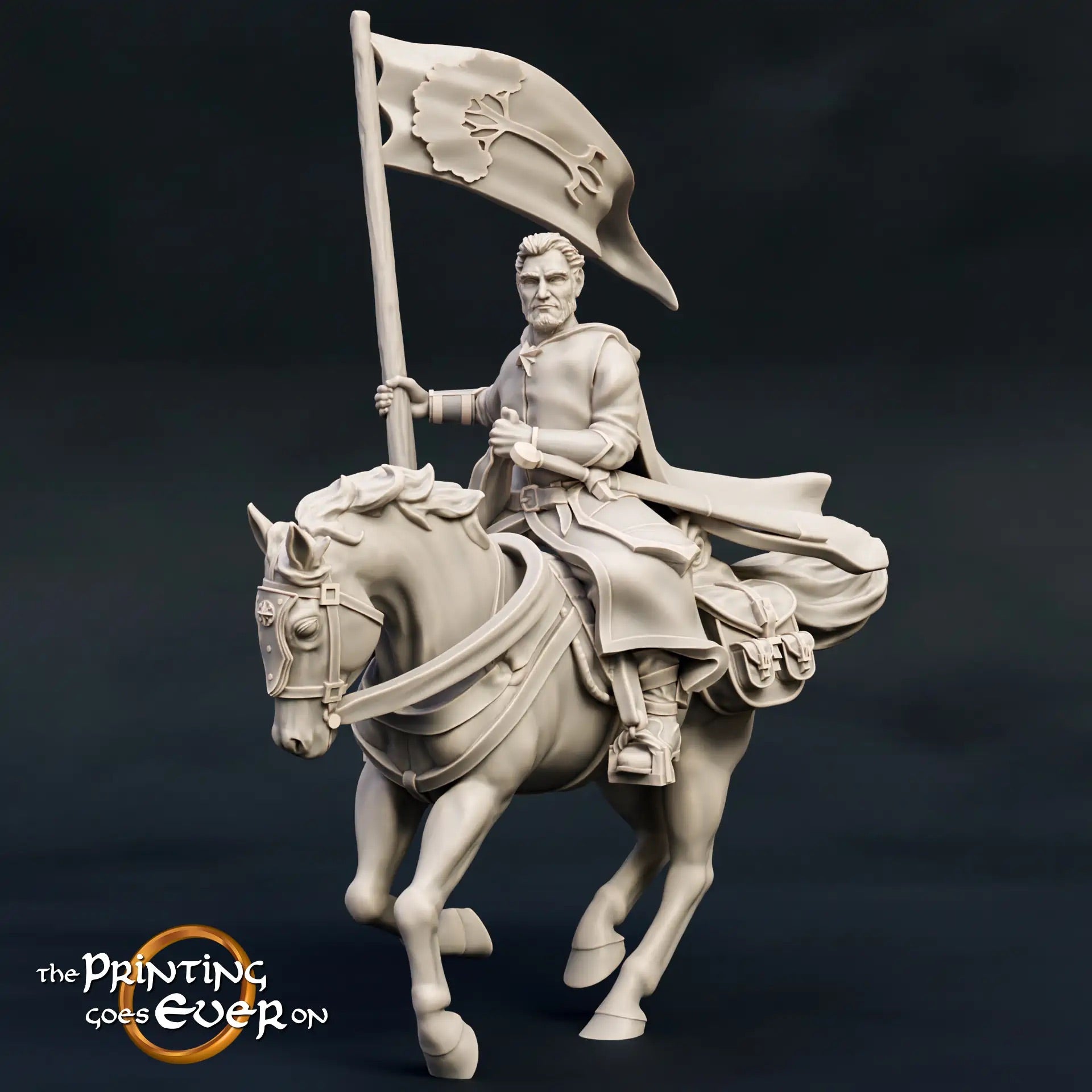 Produktfoto mittelalterliche historische Figur 75mm Scale The Printing Goes Ever On (TPGEO)  0: Mittelalterliche Ritter Figuren Ranger Reiter Standarte Waldläufer des Nordens