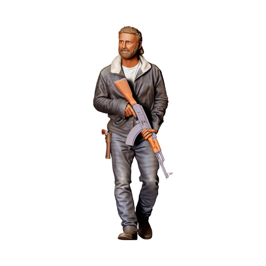 Stehende Figur: Mann mit Gewehr & Holster (Ref. Nr. 491) - farbige Einzelansicht