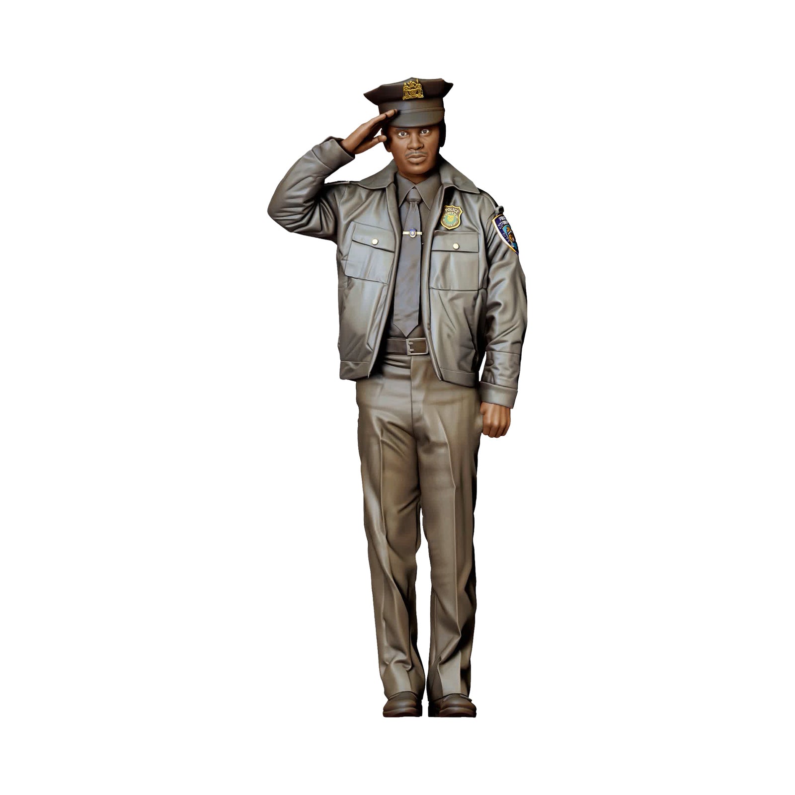 Stehende Figur: Polizist mit Schlagstock, salutierend (Ref. Nr. 499) - farbige Einzelansicht