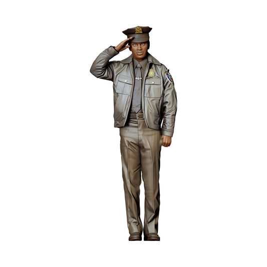 Stehende Figur: Polizist mit Schlagstock, salutierend (Ref. Nr. 499) - farbige Einzelansicht