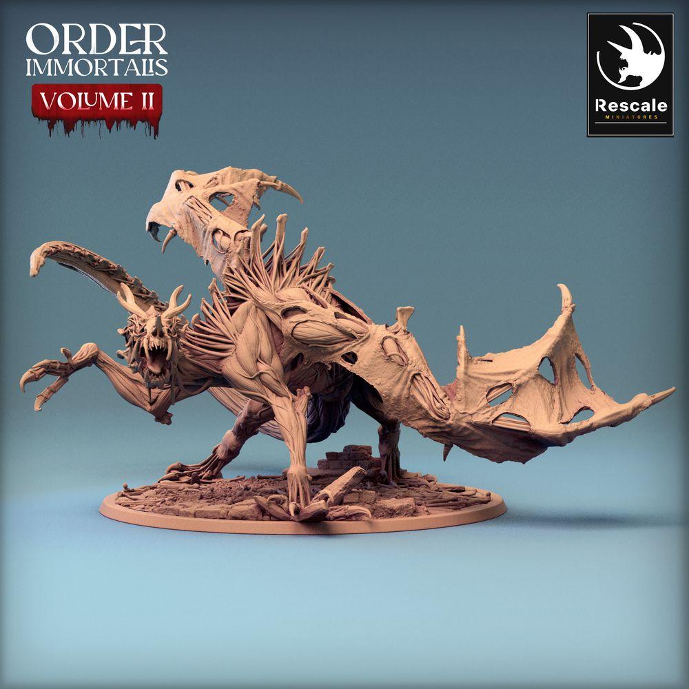 Foto del producto Tabletop 28mm Lord of the Print (LotP) 0: Miniatura de Tabletop: Cría demoníaca de dragón - Dragón Immortalis, bestia infernal con cola en forma de hoz en pose de ataque (24_02_D1)