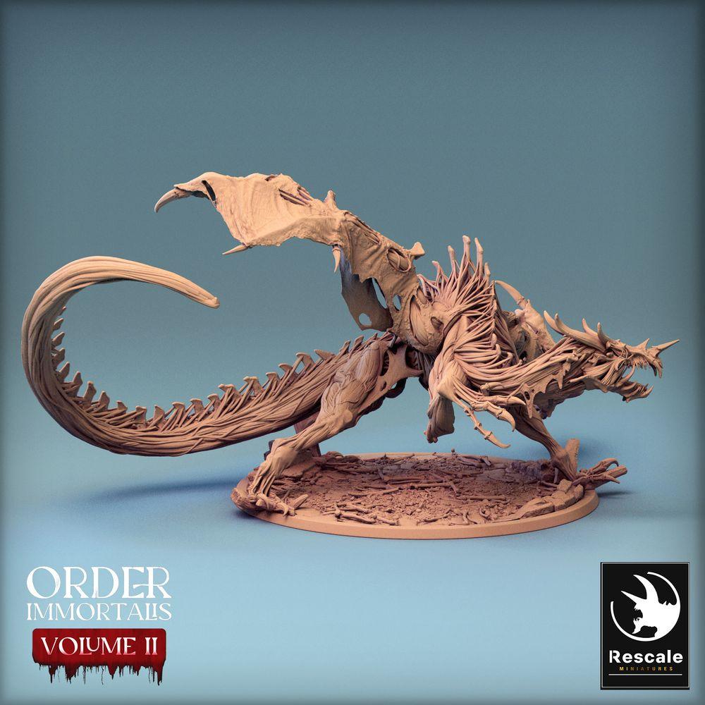 Foto del producto Tabletop 28mm Lord of the Print (LotP) 0: Miniatura de Tabletop: Cría demoníaca de dragón - Dragón Immortalis, bestia infernal con cola de hoz en posición de ataque (24_02_D1)
