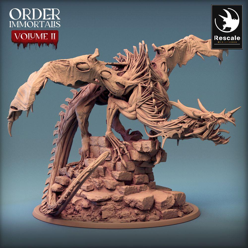 Foto del producto Tabletop 28mm Lord of the Print (LotP) 0: Miniatura de Tabletop: Dragón No Muerto sobre Base de Ruinas, Hueso Dragón, Monstruo Jefe - Guardia Dragón Inmortal (24_02_D2)