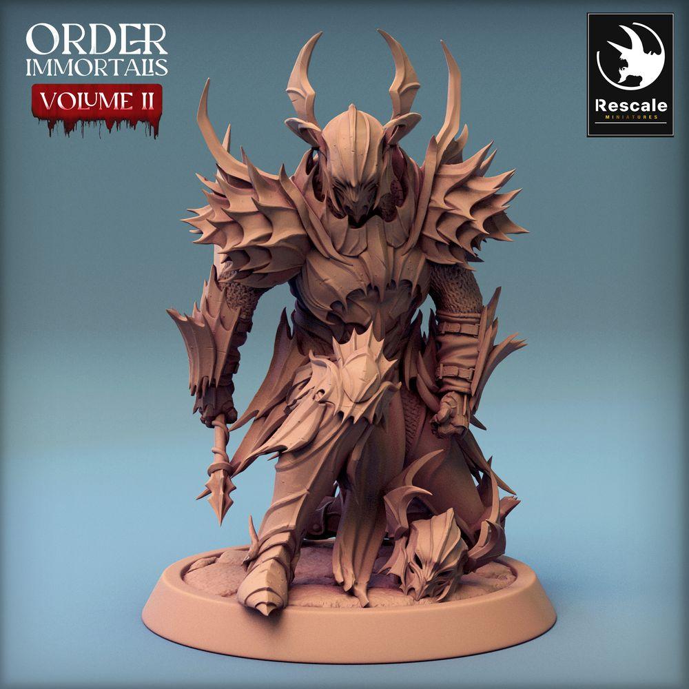 Foto del producto Tabletop 28mm Lord of the Print (LotP) 0: Miniatura de Tabletop: Paladín Oscuro, Caballero Demoníaco, Caballero de la Muerte con Maza - Servidor Draven Evernight (24_02_G7)