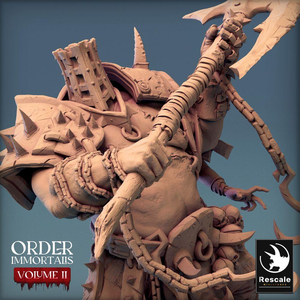 Produktfoto Tabletop 28mm Lord of the Print (LotP) 0: Fantasy Figur: Oger-Kriegsherr / Barbarischer Berserker mit Hellebarde - Eradicus Attack (24_02_F1)