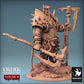 Foto del producto Tabletop 28mm Lord of the Print (LotP) 0: Figura de fantasía: Eradicus, señor de la guerra bárbaro berserker con hacha de dos manos, luchador con casco de jaula, miniatura jefe (24_02_F3)