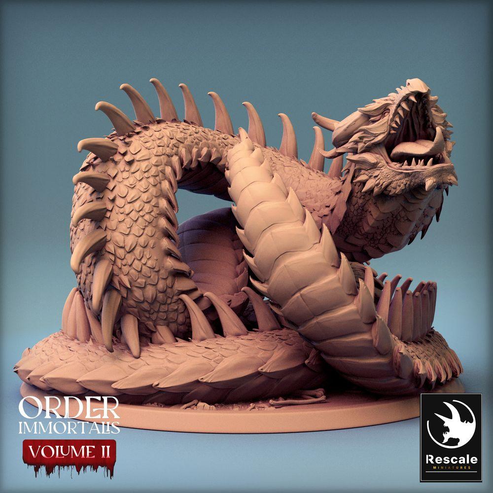 Foto del producto Tabletop 28mm Lord of the Print (LotP) 0: Miniatura de Tabletop: Lindwurm Dragón Serpiente, monstruoso Wyrm, miniatura de dragón, monstruo jefe y criatura de mazmorras (24_02_E2)