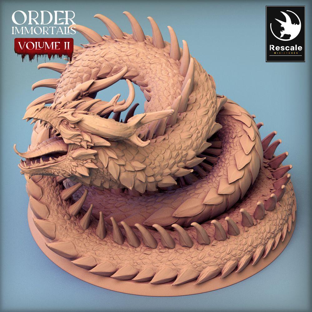 Foto del producto Tabletop 28mm Lord of the Print (LotP) 0: Miniatura de Tabletop: Lindwurm Dragón Serpiente, monstruoso Wyrm, miniatura de dragón, monstruo jefe y criatura de mazmorras (24_02_E2)