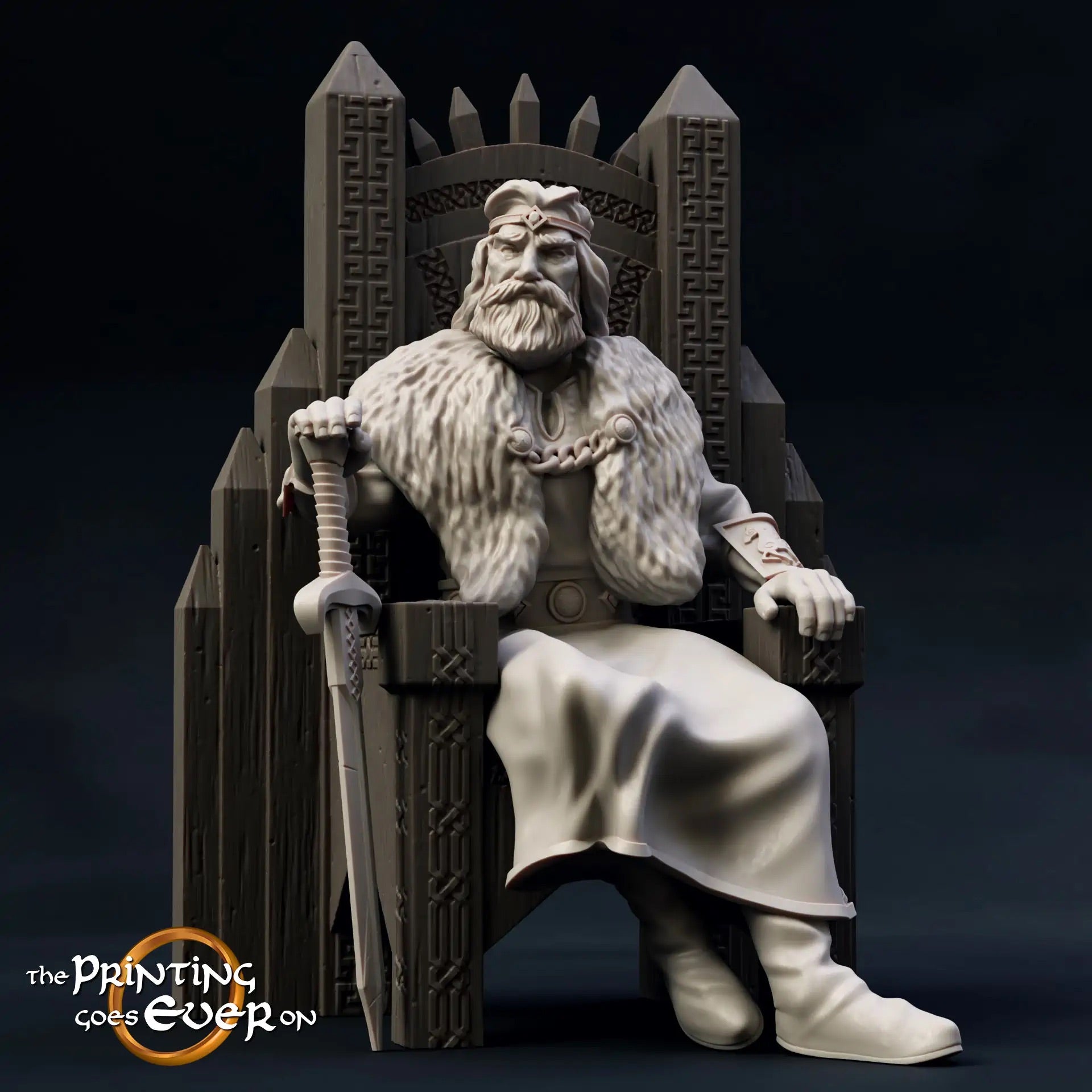 Foto del producto Tabletop 28mm The Printing Goes Ever On (TPGEO) 0: Familia Real de la Marca: Nobleza medieval - Rey con trono, Princesa, Portador de estandarte y Guardia
