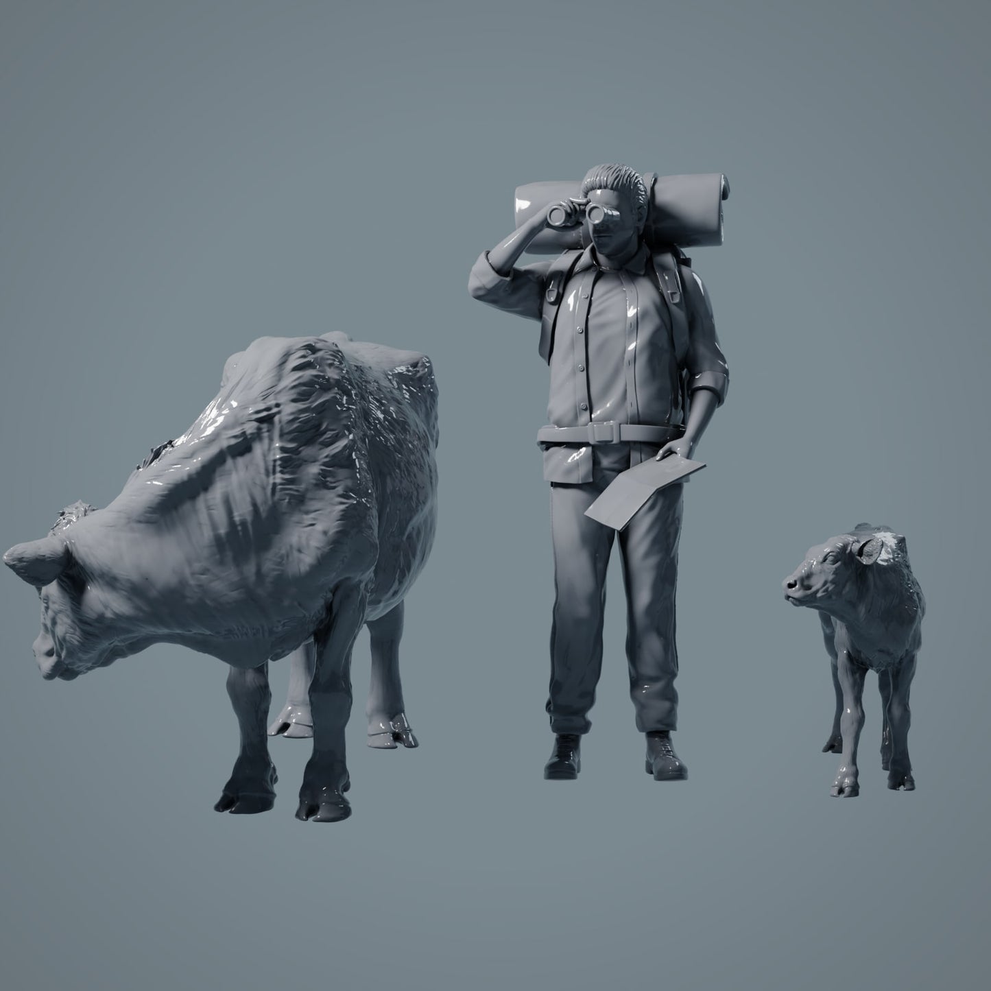 Figura de Granja: Vaca y Ternero 2 - Red Devon Cow (a032)
